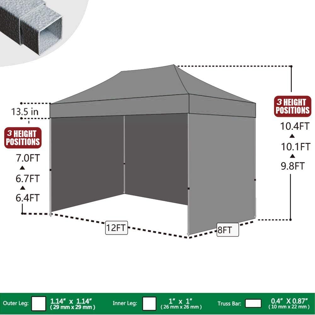 Eurmax USA 8x12 Pop Up Canopy Tent,Commercial Tent with Patented No-Tip Rolling Bag,4 Zippered Removable Walls,UV & Water Resistant Canopy Top,Heavy Duty Outdoor Gazebo,Instant Shelter(Purple)