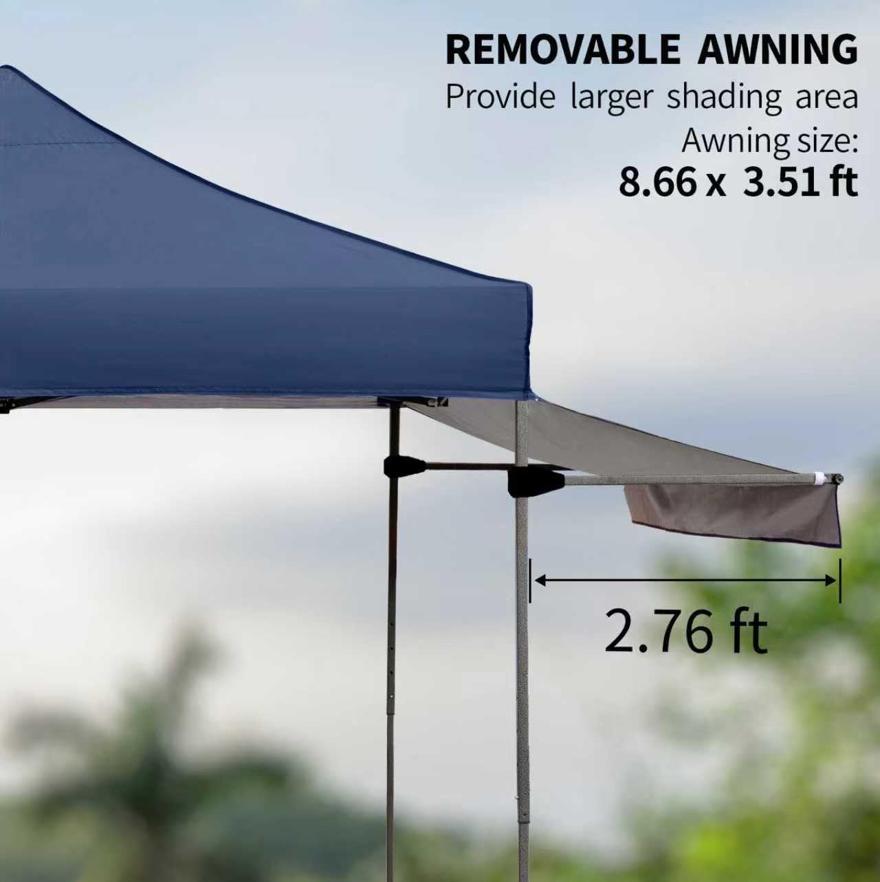 10x10 Pop up Canopy Tent with Awning Easy up Canopy with Wheel Bag Heavy Duty Waterproof Canopy Commercial Gazebo Tent for Outdoors Parties Vendors(Navy Blue)