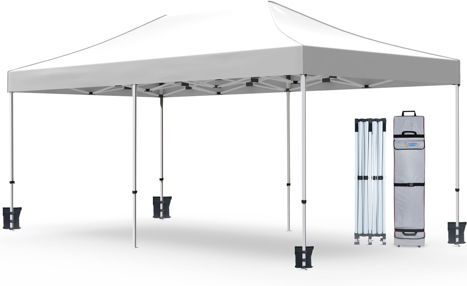 AMERICAN PHOENIX 10x20 Pop Up Canopy Tent Heavy Duty Commercial Shelter for Party, Outdoor Events and Patio Portable Instant Market Gazebo with Roller Bag, Camping Tarp, 4 Ropes and 4 Stakes (White)