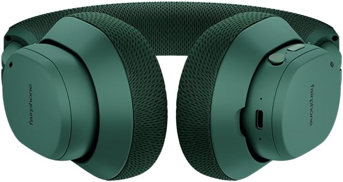 Fairphone Fairbuds XL Forest Green Over-Ear Wireless Headphones with Active Noise Cancelling, aptX-HD 24-bit Audio, 30 H Battery, IP54 Weatherproof, Replaceable Parts