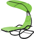 Outdoor Hammock Rocking Chaise Lounge Swing Chair, with Stand and Canopy, Porch Swing w/Soft Cushion Removable Headrest, Outdoor Recliner Rocking Chair for Garden Backyard Poolside (Green)
