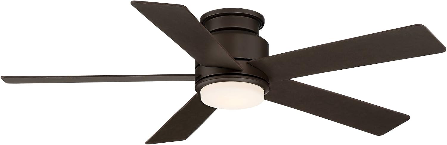 Casa Vieja 52' Grand Palm Modern Outdoor Hugger Ceiling Fan with Dimmable LED Light Remote Control Oil Rubbed Bronze White Opal Glass Damp Rated for Patio Exterior House Porch Gazebo