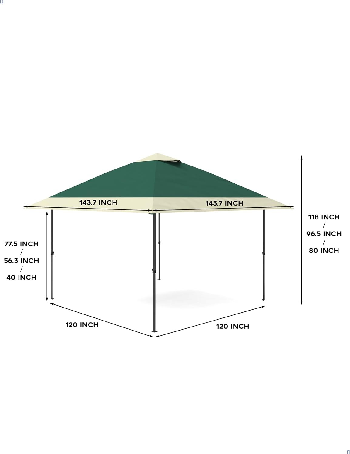 KYBOLT 12x12 Pop Up Gazebo Outdoor Canopy Shelter with 4 Stanbags, 8 Stakes Instant Gazebo Tent for Lawn, Garden, Backyard Deck (Olive Green + Taupe)