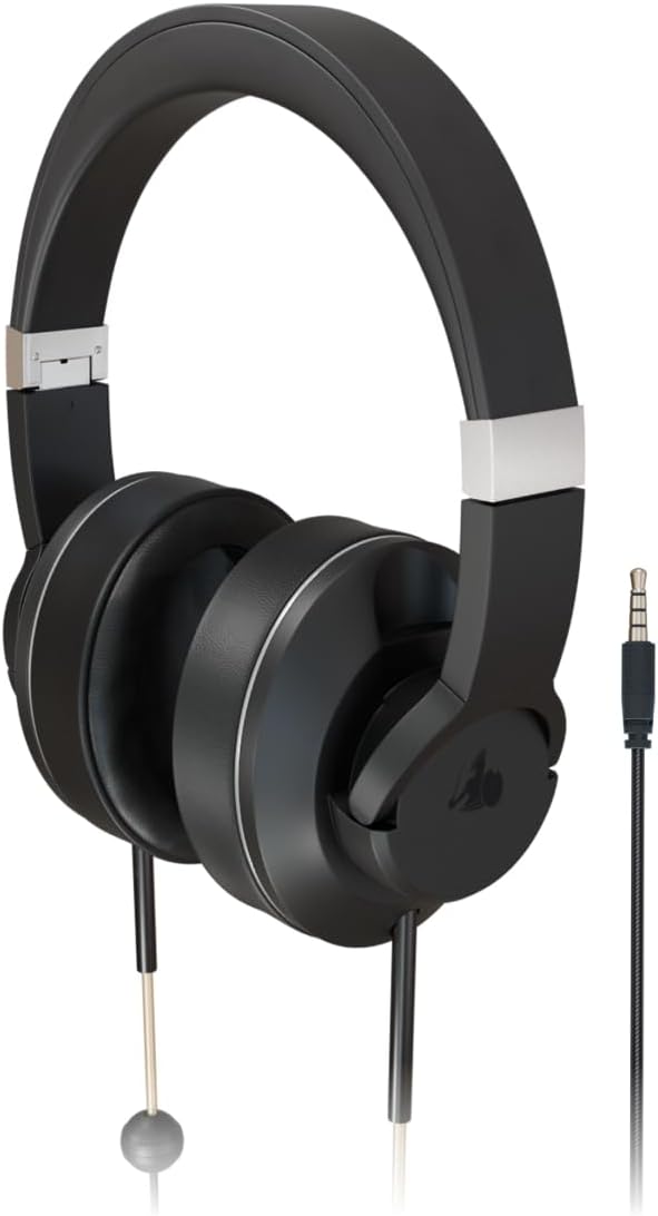 DefenderShield E M F Protection Air Tube Over-Ear Headphones – Designed to Reduce Signal Interference – Built-in Mic and Full-Range Stereo Sound – Foldable Headphones with Mic and Travel Case – 3.5mm