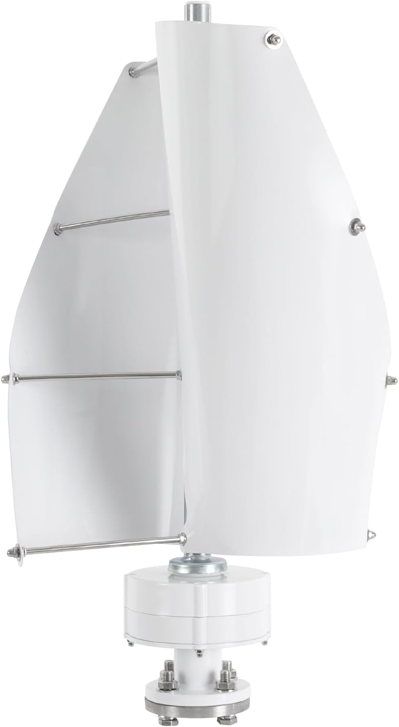 Vertical Wind Turbine, 500W 12V Portable Axis Wind Generator Kit with Controller, For Marine RV Home Industrial Energy (White)