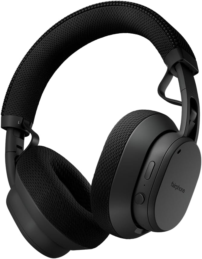 Fairphone Fairbuds XL Horizon Black Over-Ear Wireless Headphones with Active Noise Cancelling, aptX-HD 24-bit Audio, 30 H Battery, IP54 Weatherproof, Replaceable Parts