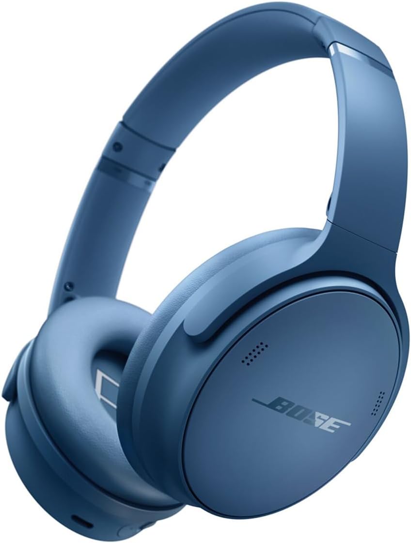 Bose QuietComfort Headphones - Wireless Bluetooth Headphones, Active Over Ear Noise Cancelling and Mic, Deep Bass Bundle + Desktop Headphone Stand + Green Extreme Dual Wall Charger (Blue Dusk)