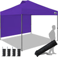 Eurmax USA NOMATTER ONE-Person Open&Close 10x10ft Pop Up Canopy Tent,Portable Shelter Pop Up Canopy for Outdoor Events with 1 Sidewall,Instant Canopies,Temporary Sunshade,Bonus 4 Sand Bags(Purple)