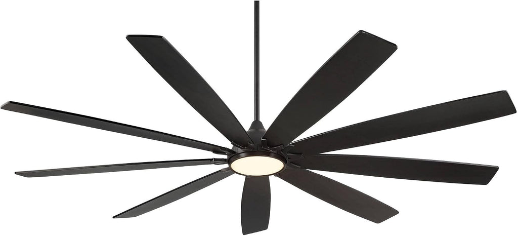 Casa Vieja 72' Tahoe Breeze Industrial Indoor Outdoor Ceiling Fan with LED Light Remote Control Matte Black Dark Walnut Wood Damp Rated for Cottage Core Patio Exterior House Home Porch Gazebo Garage