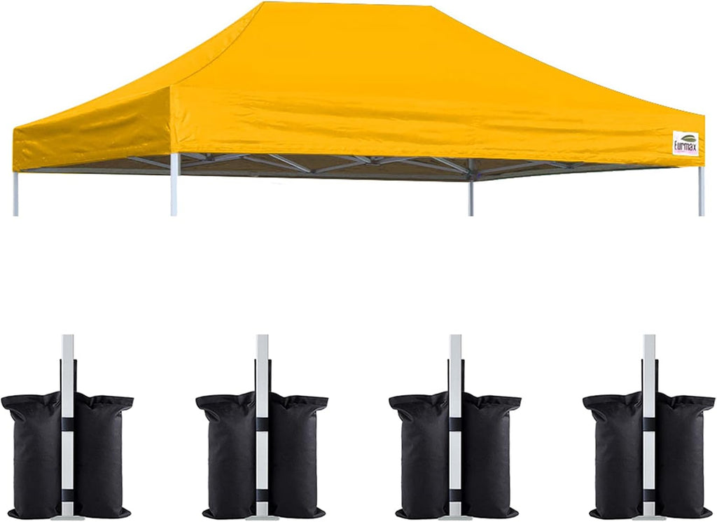 Eurmax USA 10x15 Pop Up Canopy Replacement Top,Universal Instant Canopy Cover ONLY,Heavy Duty UPF 50+ UV Protection,Water & Wind Resistant Tarp,30+ Colors Available,Bonus 4 Sand Bags (Gold)