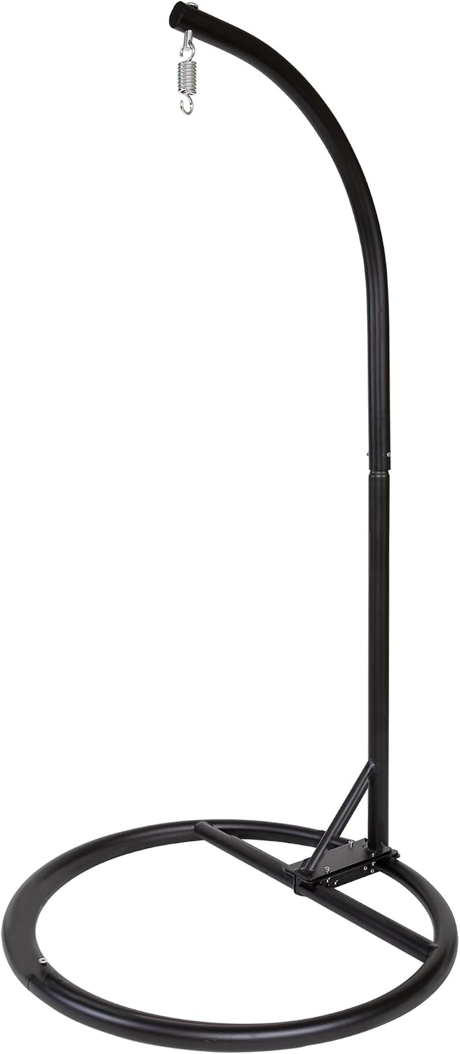 Round Base Heavy Duty Hanging Stand - Powder Coated Hammock Stand for Hammock Chair, Indoor and Outdoor (Black)