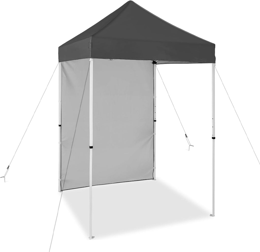 EAGLE PEAK Pop up Canopy 5x5, Outdoor Portable Canopy Tent with One Removable Sunwall, Carry Bag Included, Gray
