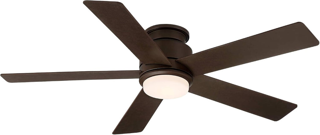 Casa Vieja 52' Grand Palm Modern Outdoor Hugger Ceiling Fan with Dimmable LED Light Remote Control Oil Rubbed Bronze White Opal Glass Damp Rated for Patio Exterior House Porch Gazebo