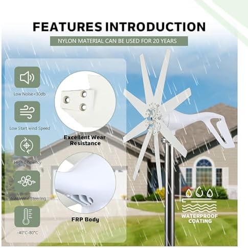 650W Wind Turbine Generator for Home Use - 12V/24V/48V, 3-Blade Design, Low Wind Speed Start (2.0m/s), Efficient Windmill Power System with Charge Controller