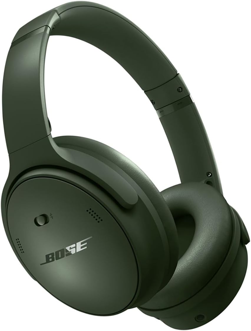 Bose QuietComfort Headphones - Wireless Bluetooth Headphones, Active Over Ear Noise Cancelling and Mic, Deep Bass Bundle + Desktop Headphone Stand + Green Extreme Dual Wall Charger (Cypress Green)