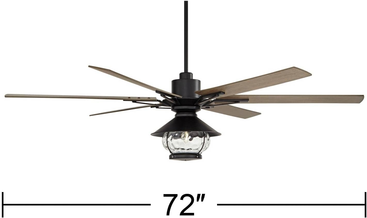 Casa Vieja 72' Expedition Modern Outdoor Ceiling Fan with LED Light Remote Control Matte Black Oak Wood Lantern Shade Damp Rated for Patio Exterior House Home Porch Gazebo Garage Barn