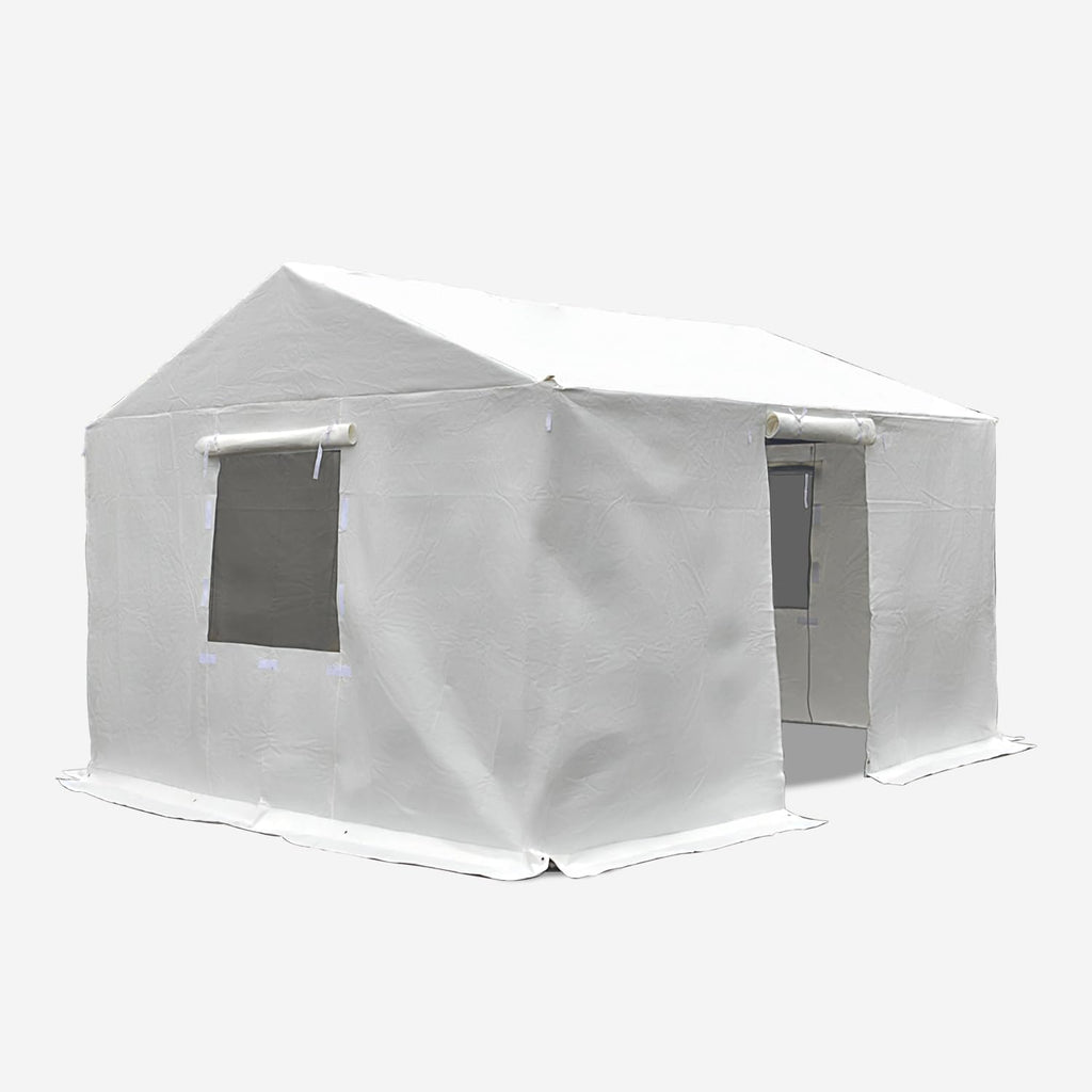 Domi 12' x 20' Universal Winter Gazebo Cover, All Season Waterproof Enclosed Cover with Sidewalls & Ventilated Mesh Windows, All-Weather Outdoor Cover for Gable Roof Gazebos, White