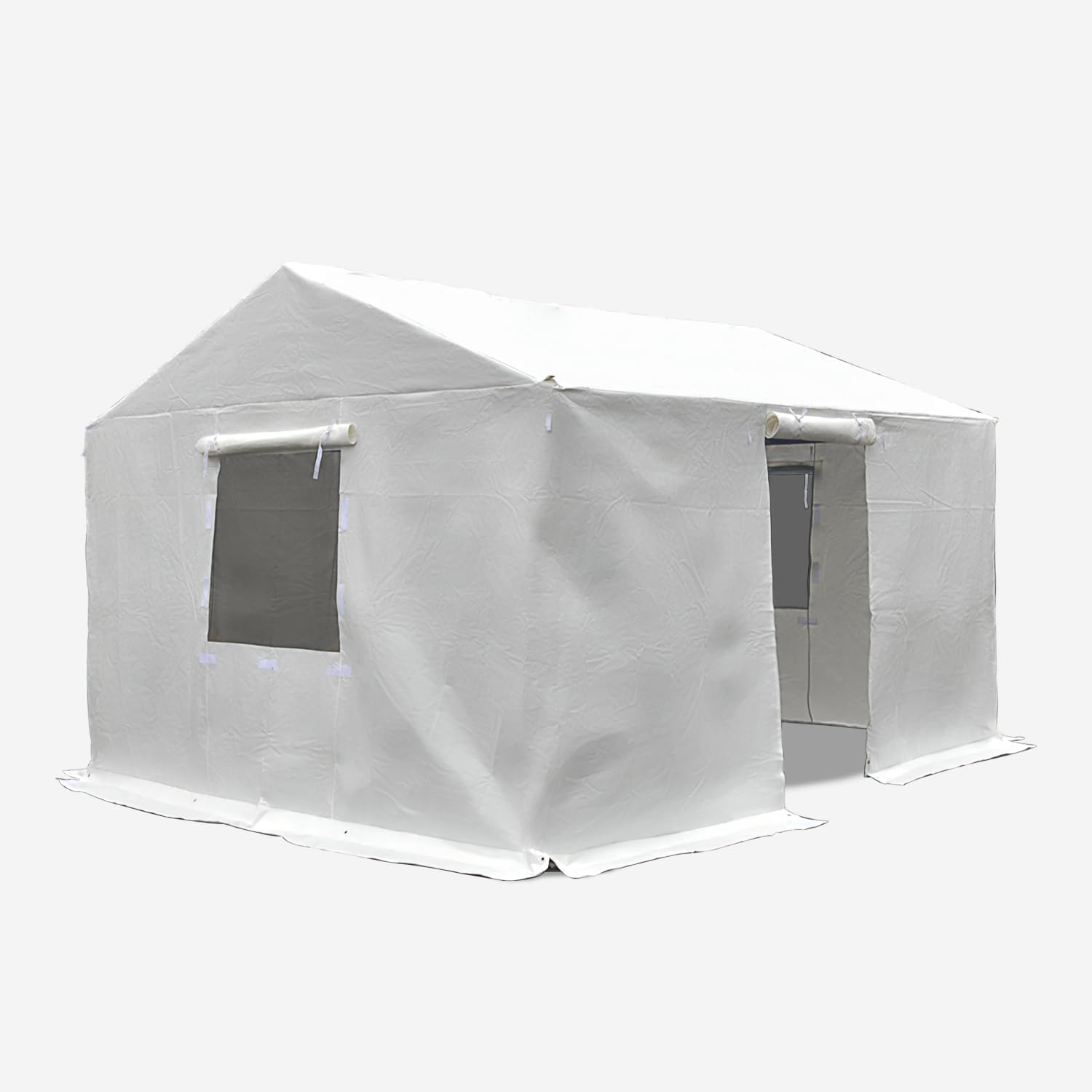 Domi 12' x 20' Universal Winter Gazebo Cover, All Season Waterproof Enclosed Cover with Sidewalls & Ventilated Mesh Windows, All-Weather Outdoor Cover for Gable Roof Gazebos, White