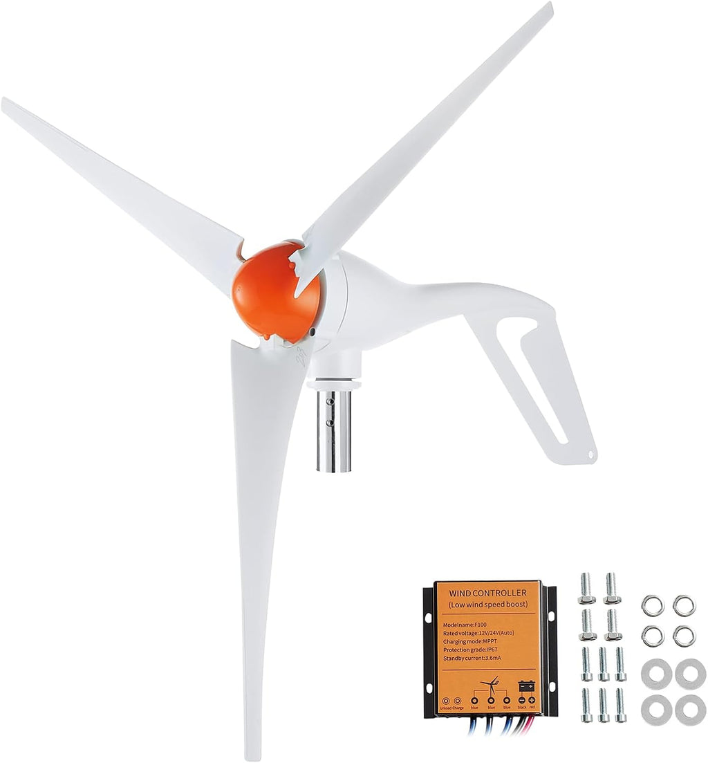 Happybuy 500W Wind Turbine Generator, 12V Wind Power Kit, 3-Blade Wind Generator with MPPT Controller, Adjustable Windward Direction, 2.5m/s Start Wind Speed, Ideal for Home, Farm, RVs, Boats