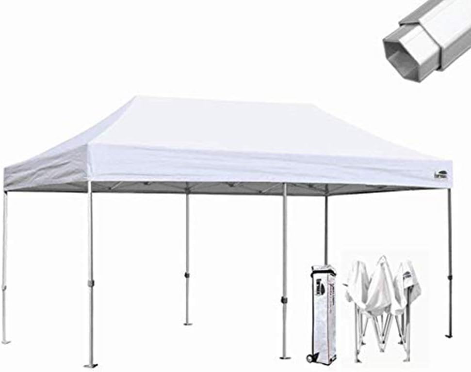 Eurmax USA Pro 10x20 Pop Up Canopy Wedding Party Tent Instant Outdoor Gazebo Pavilion Canopies BBQ Cater Events Aluminum Frame Commercial Grade Bonus Roller Bag (White)