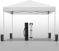 10x10ft Pop Up Canopy Tent Instant Shelter, Portable Outdoor Sun Shade with Silver Coated UPF 50+ Waterproof Top, 3-Height Adjustable Frame for Camping, Parties, Events (White)
