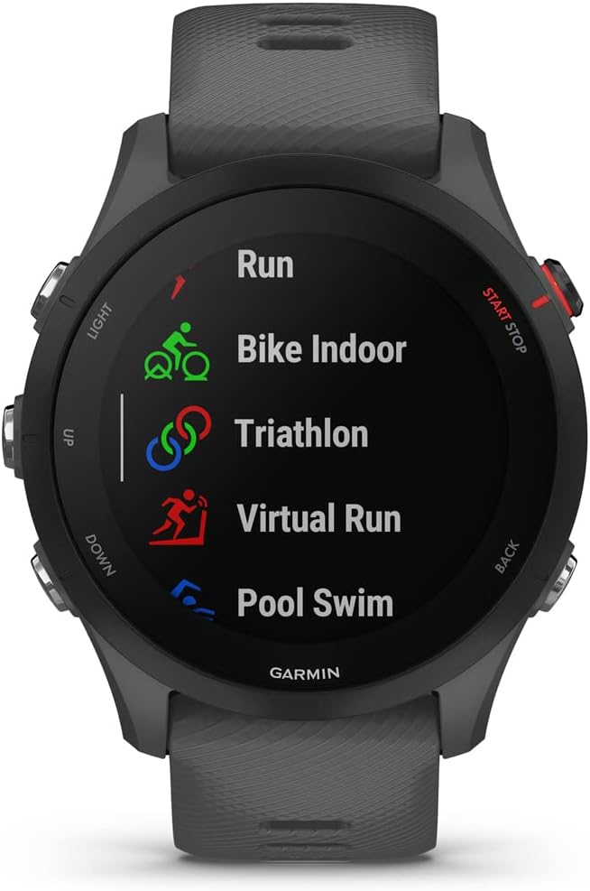 Garmin Forerunner 255 GPS Smartwatch Slate Gray Bundle with 2 YR CPS Enhanced Protection Pack (010-02641-00) (Renewed)