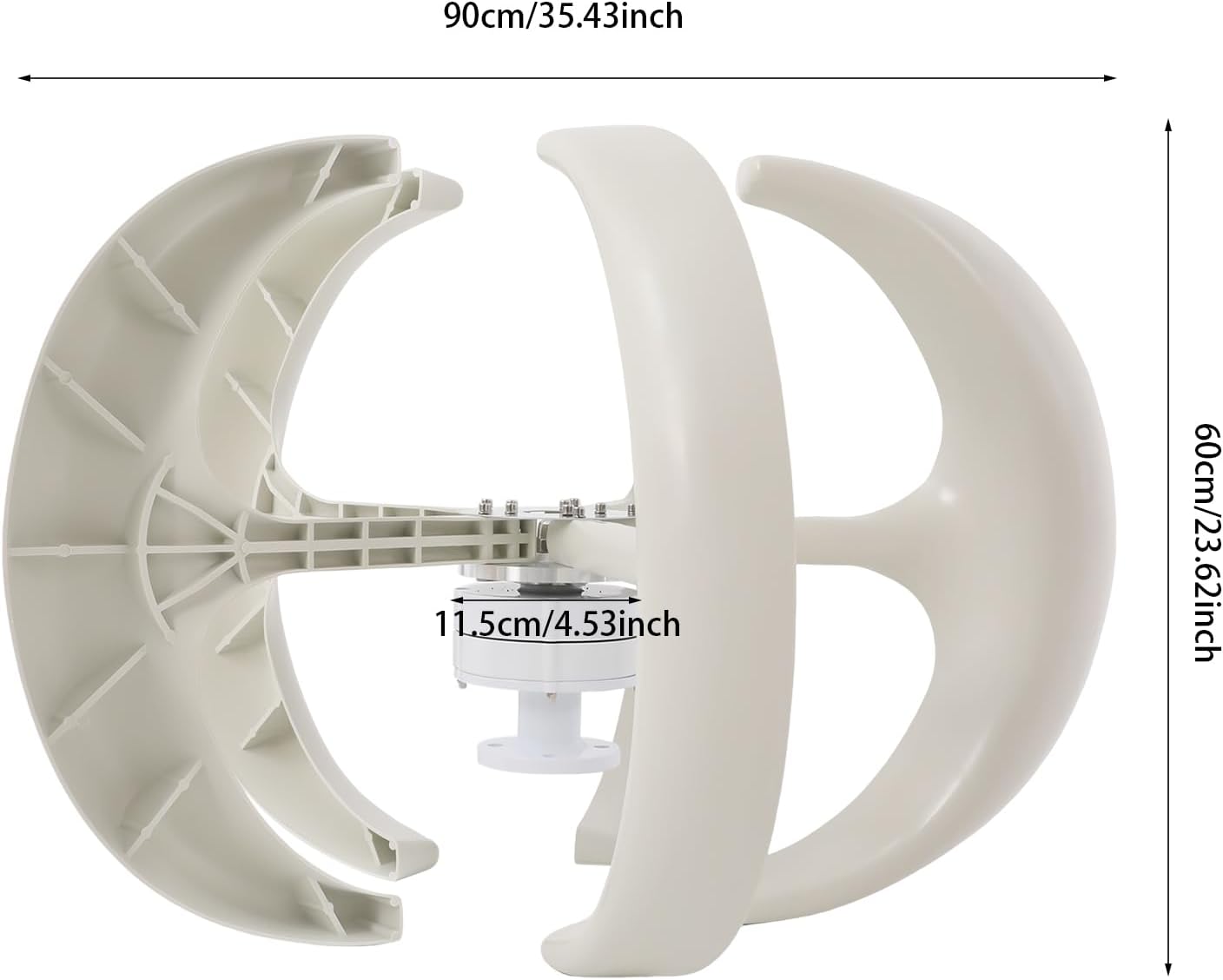 Lantern Wind Turbine Generator, 5-Blade Vertical Axis with Controller and Flange Plate 600W 12V Electromagnetic System, 13m/s Rated Speed Wind Generators for Home Use (12, Volts)
