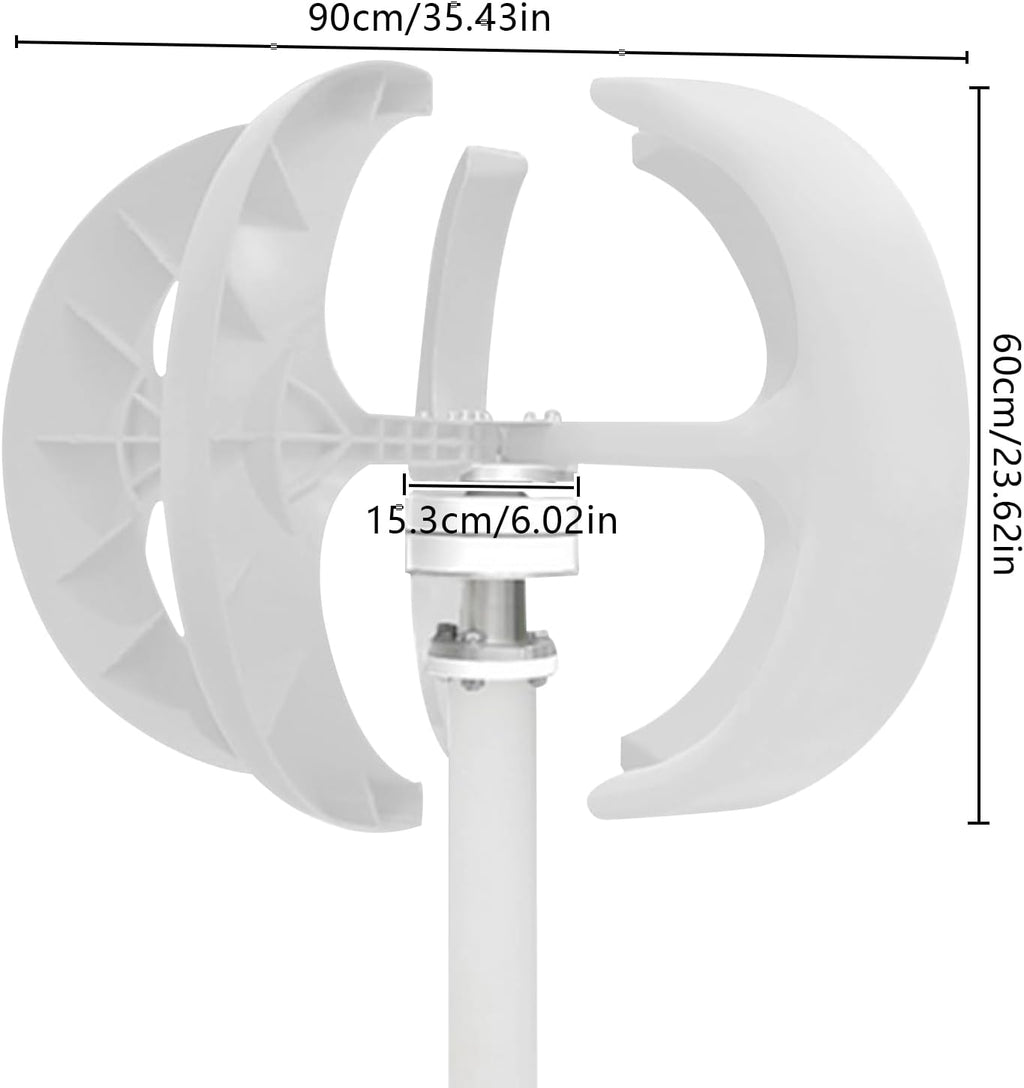 600W Wind Turbine Generator With Controller, 5 Blades, Lantern Shape, Automatic Wind Angle Speed Regulation, 3-Phase AC Permanent Magnet for Home Use
