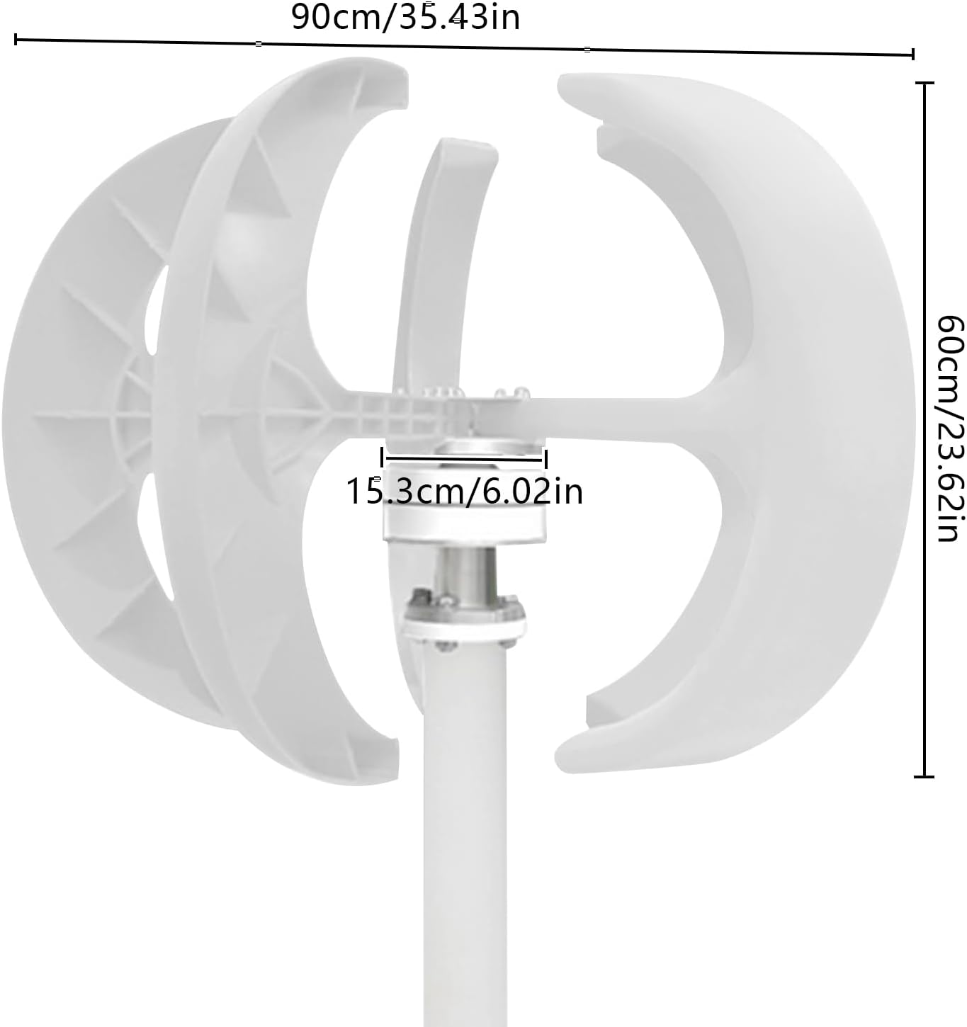 600W Wind Turbine Generator With Controller, 5 Blades, Lantern Shape, Automatic Wind Angle Speed Regulation, 3-Phase AC Permanent Magnet for Home Use
