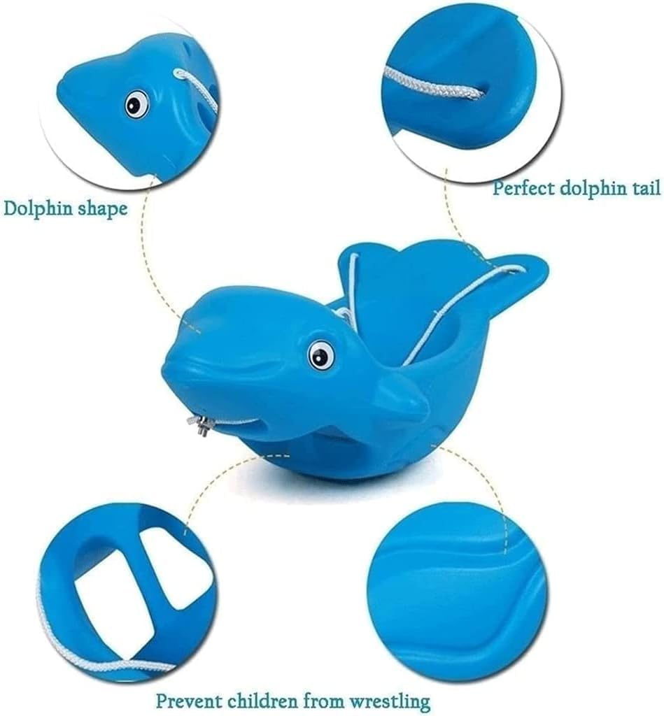 Dolphin Modeling Swing Seat for Kids Infant Toddler Indoor and Outdoor Swing Plastic Hanging Chair for Outside Backyard Playground