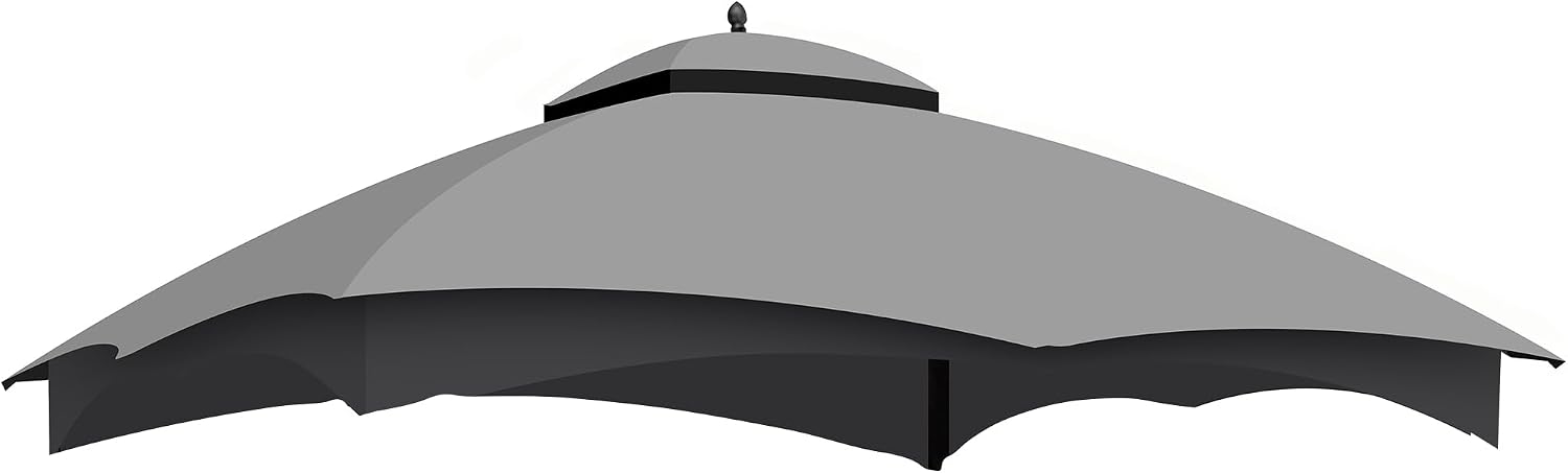 10x12 Ft Outdoor Patio Gazebo Replacement Canopy for Lowe's Allen Roth 10x12 Gazebo #GF-12S004B-1, Double Tiered Roof Top Cover, UV Protection & Waterproof Fabric, Grey (Frame Not Included)