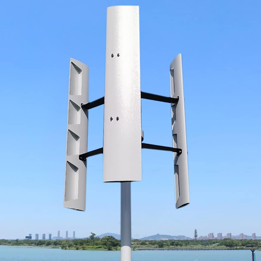 800W 12V Wind Turbine Generator VAWT 3 Blades Vertical Axis Wind Turbine Kit 2m/s Low Wind Speed Starting Wind Power Generator with MPPT Controller for Home Industrial Camping Boat Use