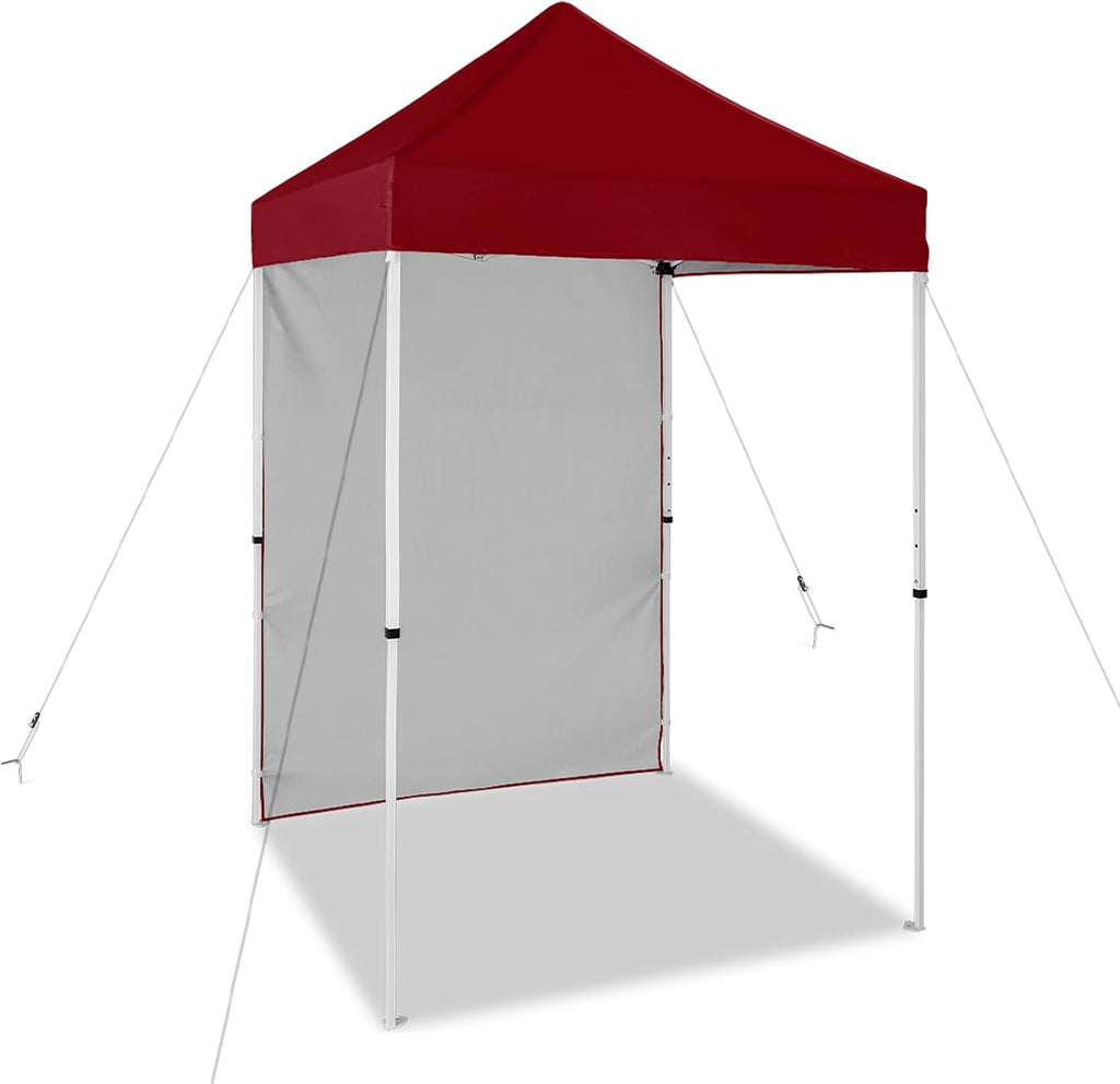 EAGLE PEAK Pop up Canopy 5x5, Outdoor Portable Canopy Tent with One Removable Sunwall, Carry Bag Included, Burgundy
