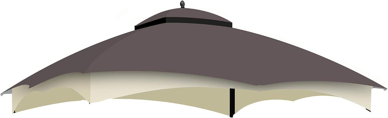 10x12 Ft Outdoor Patio Gazebo Replacement Canopy for Lowe's Allen Roth 10x12 Gazebo #GF-12S004B-1, Double Tiered Roof Top Cover, UV Protection & Waterproof Fabric, Brown (Frame Not Included)