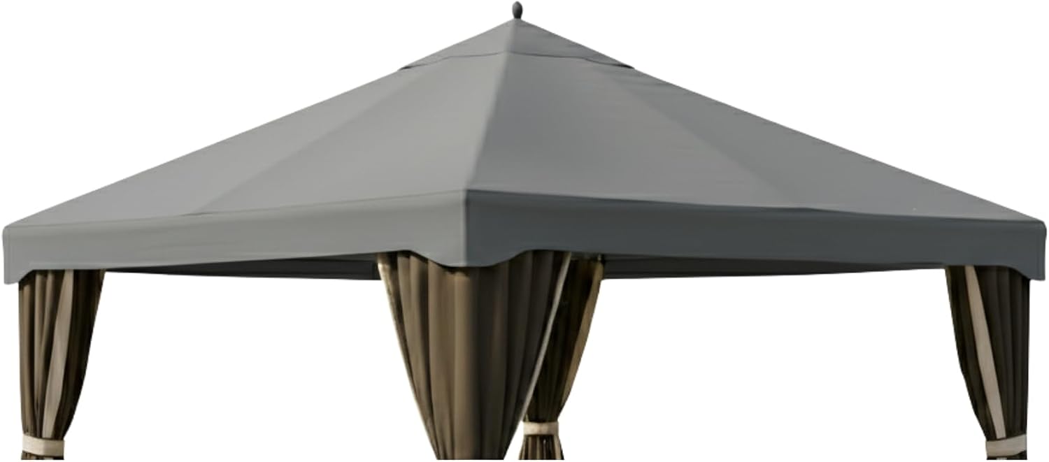 Garden Winds Reinforced RipLock 350 Replacement Canopy Top Cover Compatible with Garden Treasures 10' x 12' Gazebo Models S-1210GZ, S-1210GZN - Slate Gray