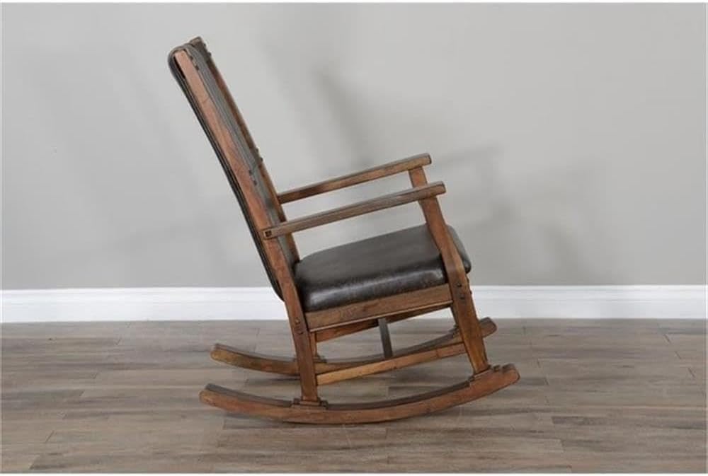 Pemberly Row Wood Rocking Chair, Indoor in Brown (41' H x 26' W x 22.5' D) for Living Room with Cushion Seat, High Back, Easy Assembly