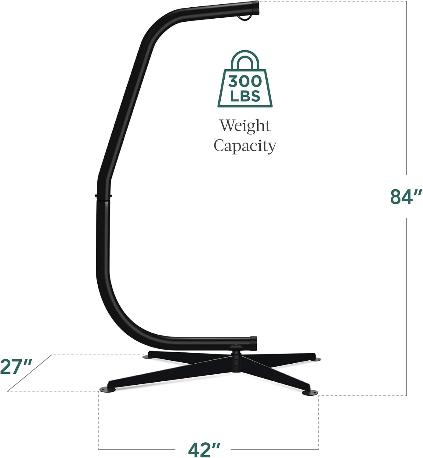 Best Choice Products Metal Hanging Hammock C-Stand for Chair/Weather-Resistant Finish, Offset Base - Stand Only - Black