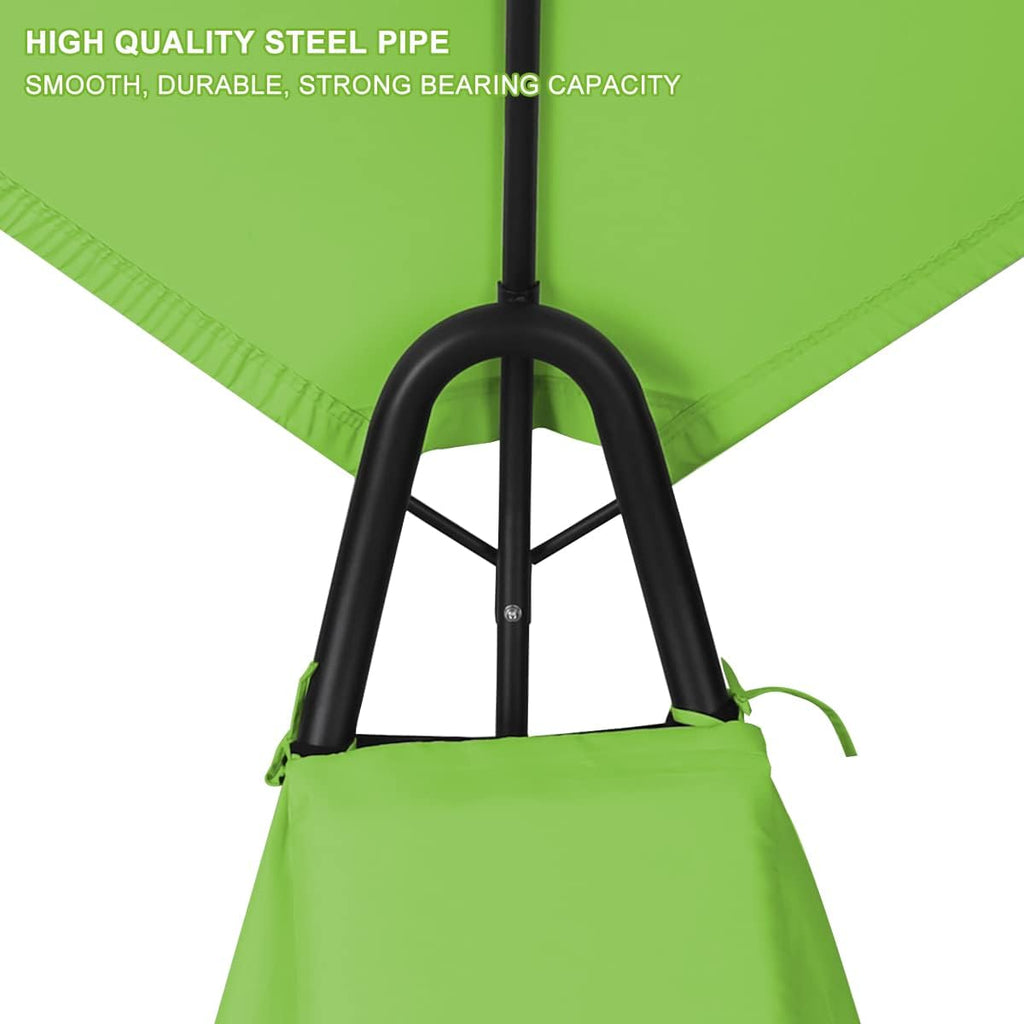 Outdoor Hammock Rocking Chaise Lounge Swing Chair, with Stand and Canopy, Porch Swing w/Soft Cushion Removable Headrest, Outdoor Recliner Rocking Chair for Garden Backyard Poolside (Green)