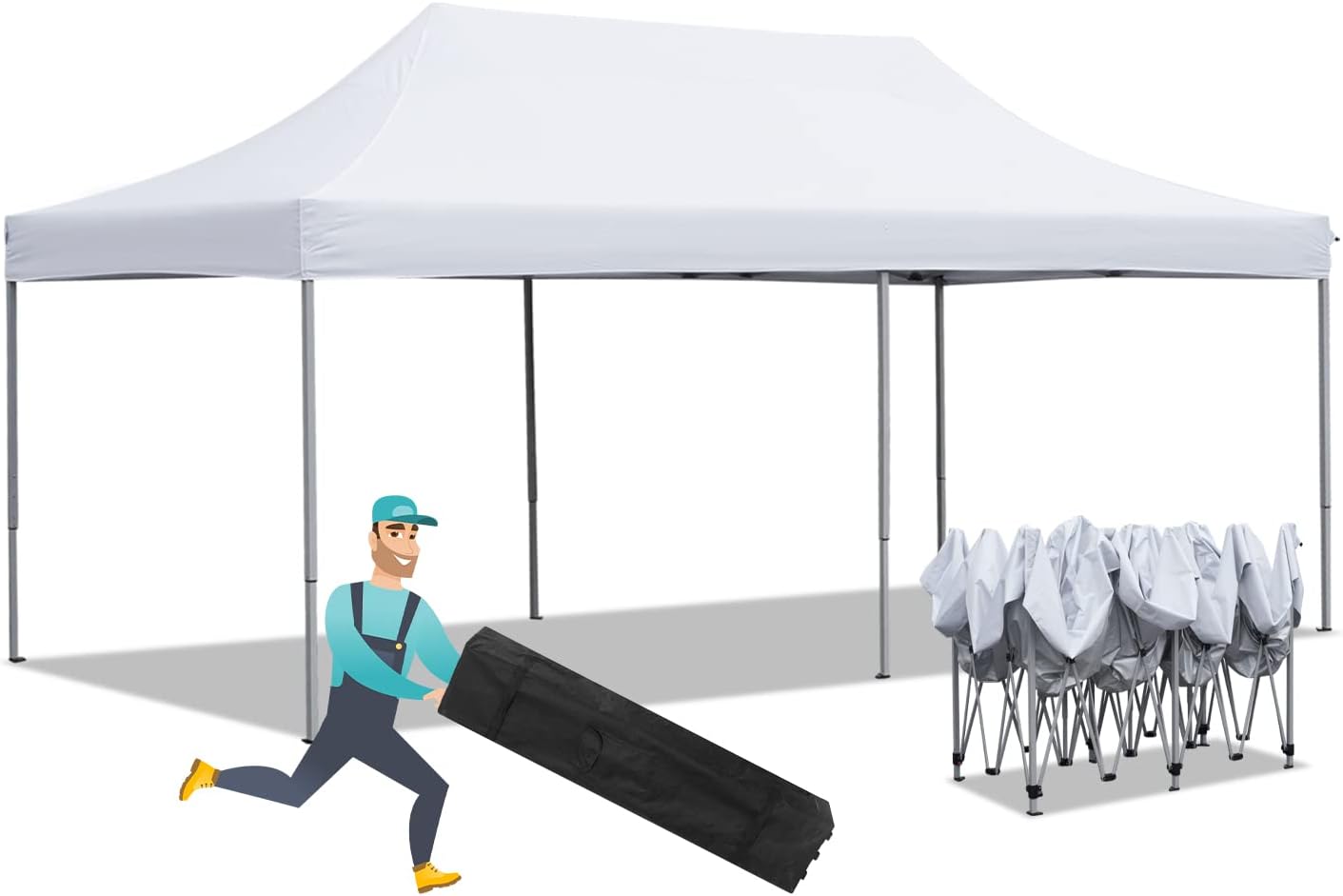 10x20 ft Pop up Canopy Tent, Wonlink Folding Heavy Duty Height Adjustable Shelter Gazebos with Wheeled Bag