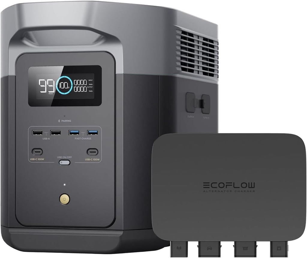 EF EcoFlow 800W Alternator Charger with Delta 2 Max Portable Power Station, 3-in-1 Fast DC-DC Charger, Battery Maintainer & Jump Starter 8× Faster Than Cigarette Chargers, Charges 2kWh in 2.6 hr
