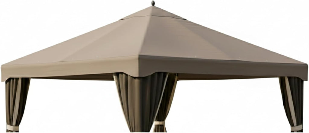 Garden Winds Reinforced RipLock 350 Replacement Canopy Top Cover Compatible with Garden Treasures 10' x 12' Gazebo Models S-1210GZ, S-1210GZN - Nutmeg