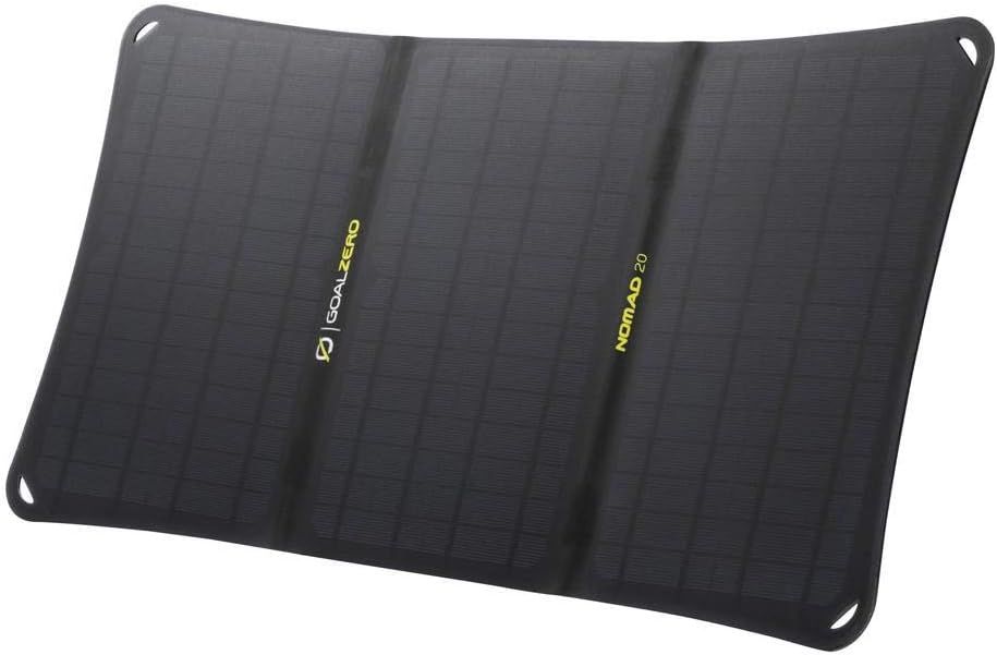 Goal Zero Nomad 20, Foldable Monocrystalline 20 Watt Solar Panel with 8mm + USB Port, Portable Solar Panel Charger. Lightweight 18-22V 20W Solar Panel Charger with Adjustable Kickstand