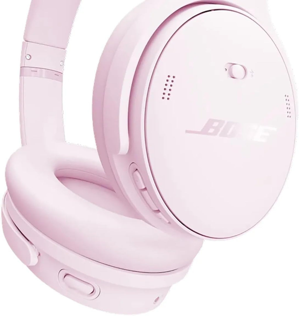 Bose QuietComfort Headphones - Wireless Bluetooth Headphones, Active Over Ear Noise Cancelling and Mic, Deep Bass Bundle + Desktop Headphone Stand + Green Extreme Dual Wall Charger (Petal Pink)