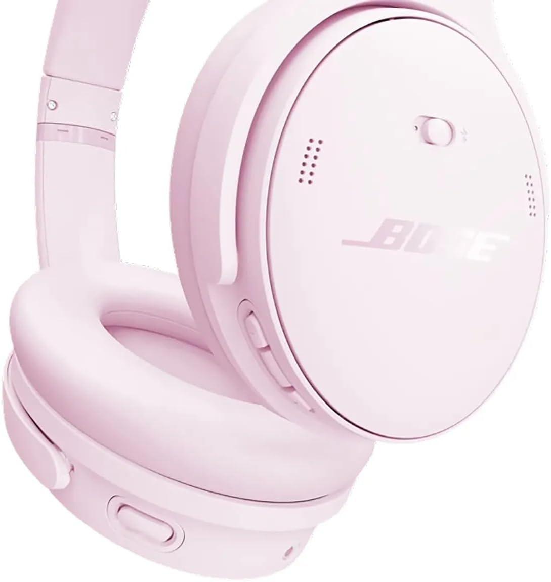 Bose QuietComfort Headphones - Wireless Bluetooth Headphones, Active Over Ear Noise Cancelling and Mic, Deep Bass Bundle + Desktop Headphone Stand + Green Extreme Dual Wall Charger (Petal Pink)