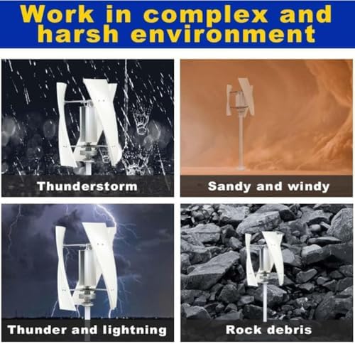 12000W Low Noise Vertical Wind Turbine Generator for Home Use - 12V/24V/48V/220V with Controller, Ideal for Courtyard & Garden Lighting (White)