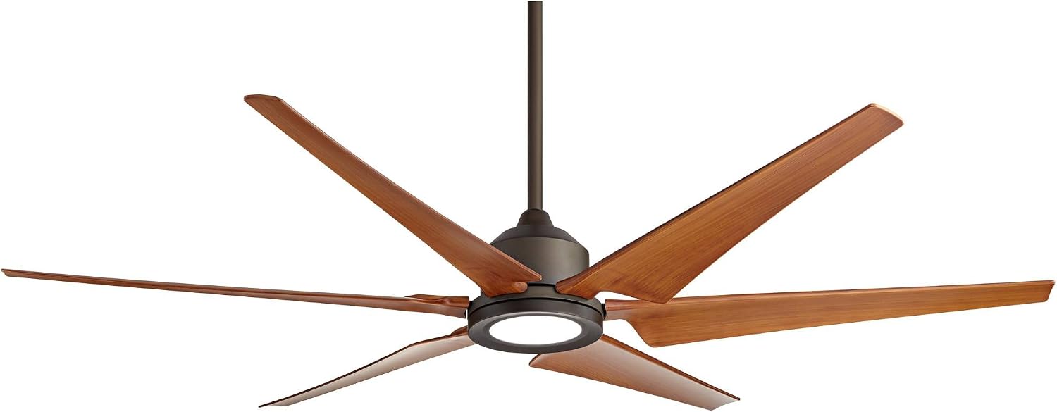 Casa Vieja 72' Power Hawk Modern Large Indoor Outdoor Ceiling Fan with Light LED Remote Control Oil Rubbed Bronze Painted Wood Damp Rated for Patio Exterior Roof House Porch Gazebo Garage Barn