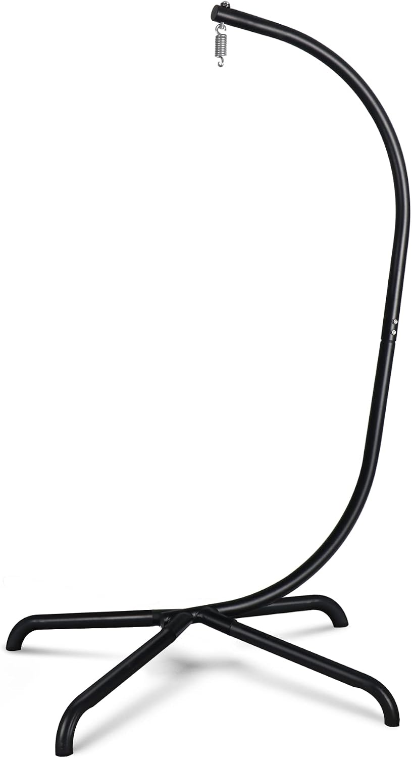 Chihee Hanging Egg Chair Stand,Strong Iron Hammock Chairs Frame with Spring Hook Stable Base,Heavy Duty Swing Chair Stands 330 lbs,C Stand for Hanging Seat Indoor Outdoor Bedroom Patio Garden Balcony