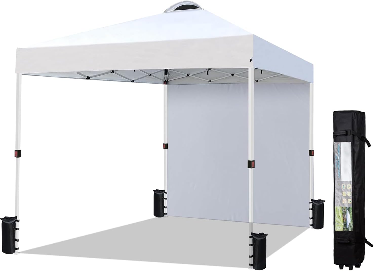 Heavy-Duty 10x10 Pop-Up Canopy Tent (with Sidewall) – Easy Instant Outdoor Use, Vented Roof, Wheeled Carry Bag, Bonus 8 Stakes/4 Ropes, Perfect for Trade Shows & Events, White