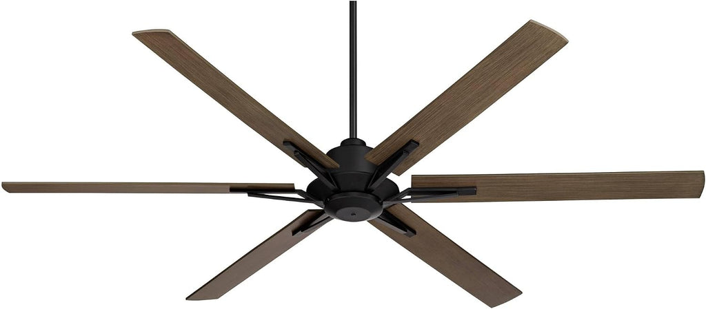 Casa Vieja 72' Expedition Industrial Rustic Indoor Outdoor Ceiling Fan with LED Light Remote Control Matte Black Weathered Oak Damp Rated for Patio Exterior House Porch Gazebo Garage Barn