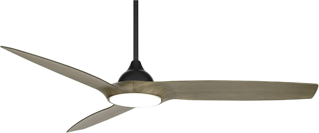Casa Vieja 56' Olympia Modern 3 Blade Outdoor Ceiling Fan with LED Light Remote Control Matte Black Light Wood Damp Rated for Patio Exterior House Home Porch Gazebo Garage Barn